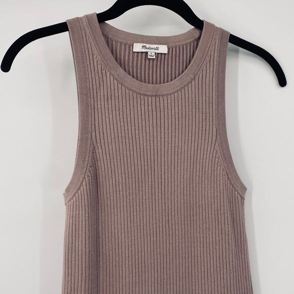 Madewell Midi Sweater Dress Sleeveless Ribbed Knit Fitted Pale Thistle Small - Picture 4 of 9